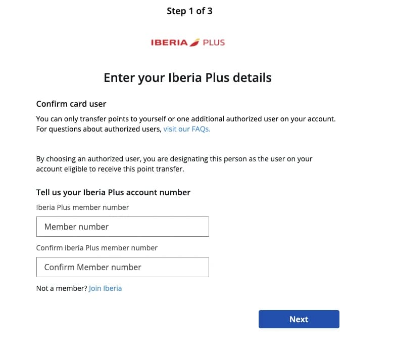 After selecting a partner rewards program, you'll be prompted for your account number to link.