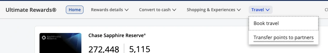 Login to you bank and navigate to the transer points section.