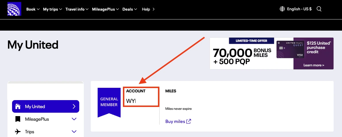 You must locate and save the account number of the frequent flyer account you just created.