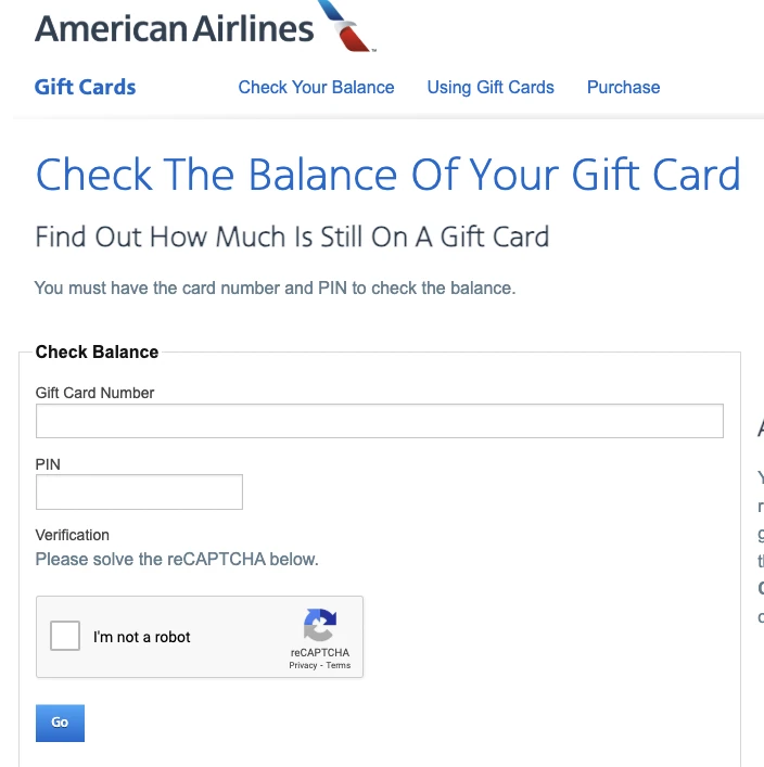 You can easily view your American Airlines gift card balance online.