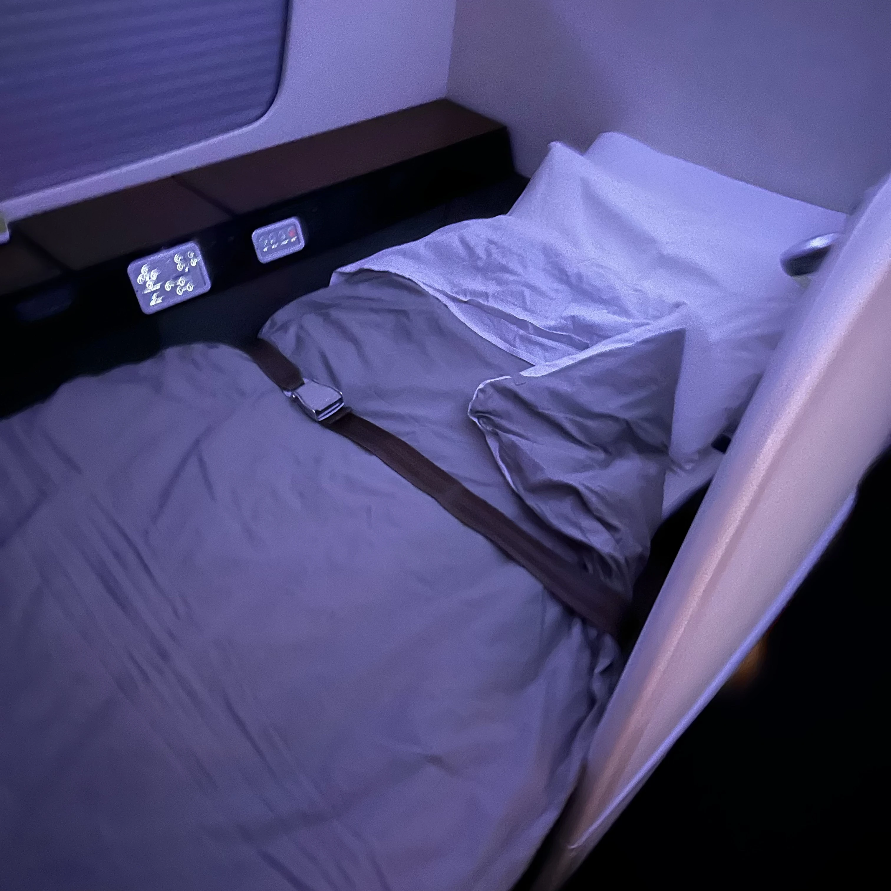 Japan Airlines Boeing 777-300ER First Class has lie-flat beds.