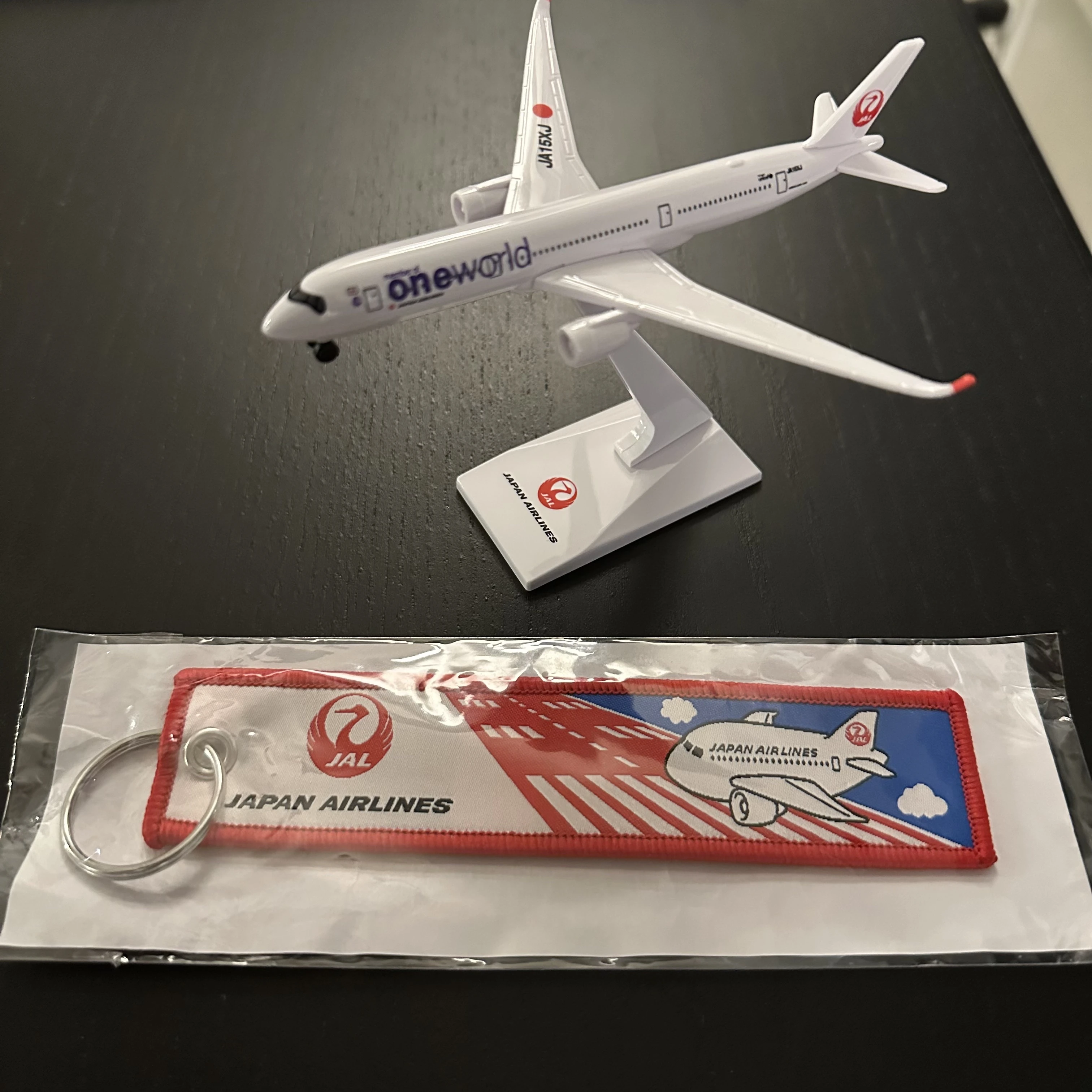 Japan Airlines Boeing 777-300ER First Class souvenirs.