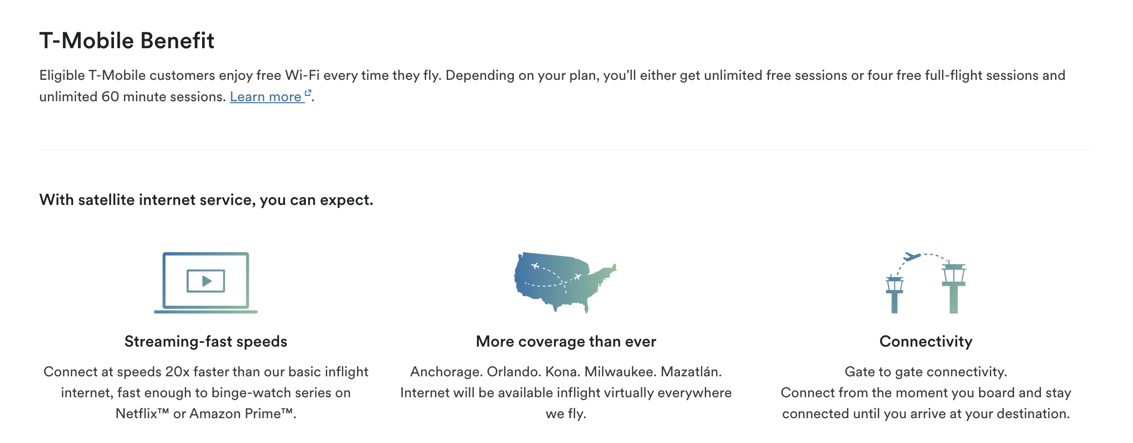 Alaska Airlines high-speed Wi-Fi options are available on most aircraft.