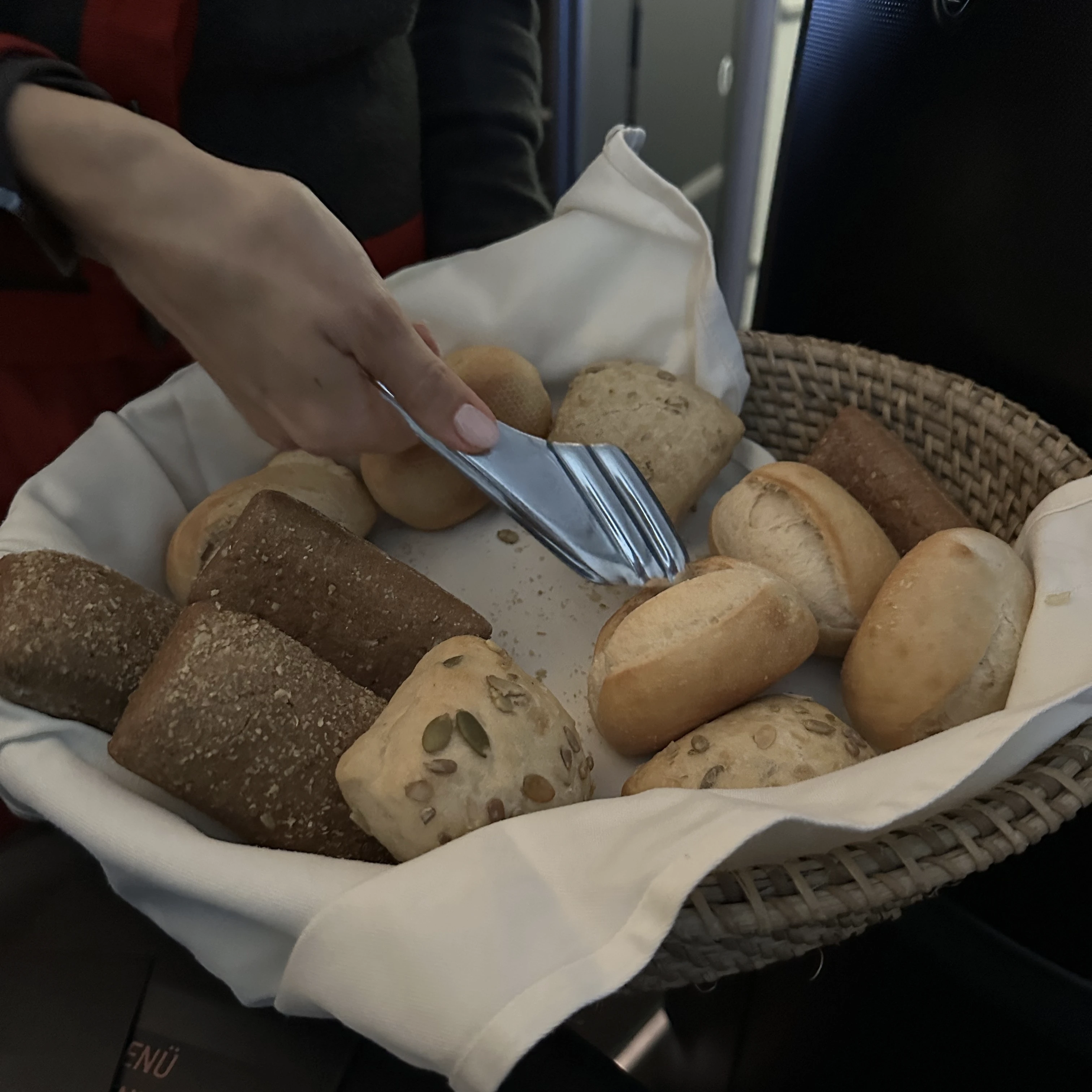 Bread basket before main course.