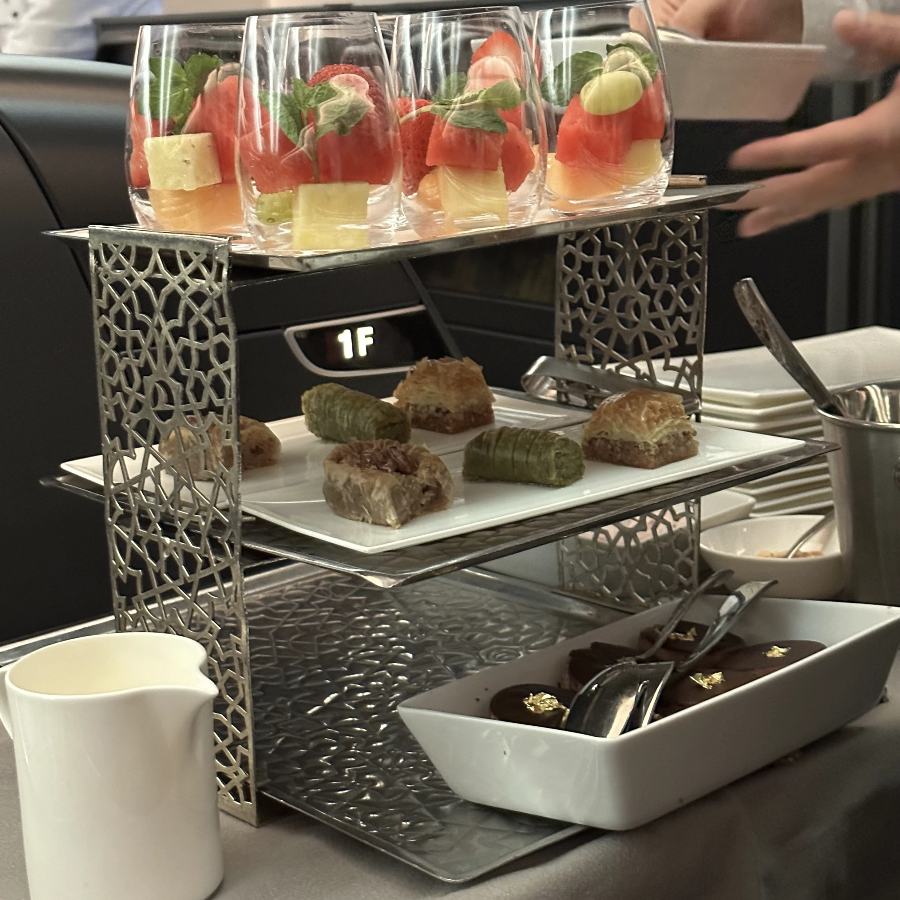 Dessert cart.