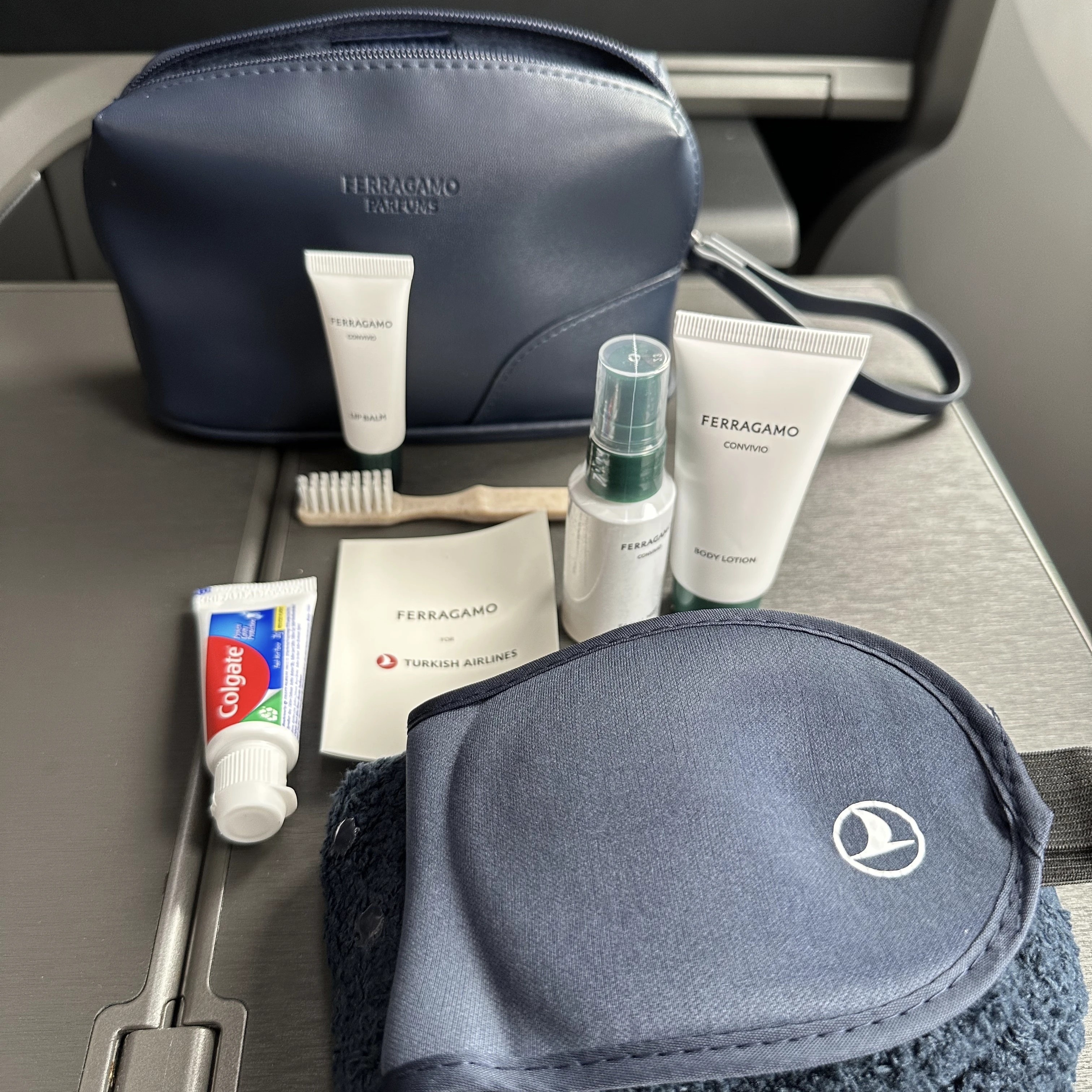 Ferragamo brand amenity kits.