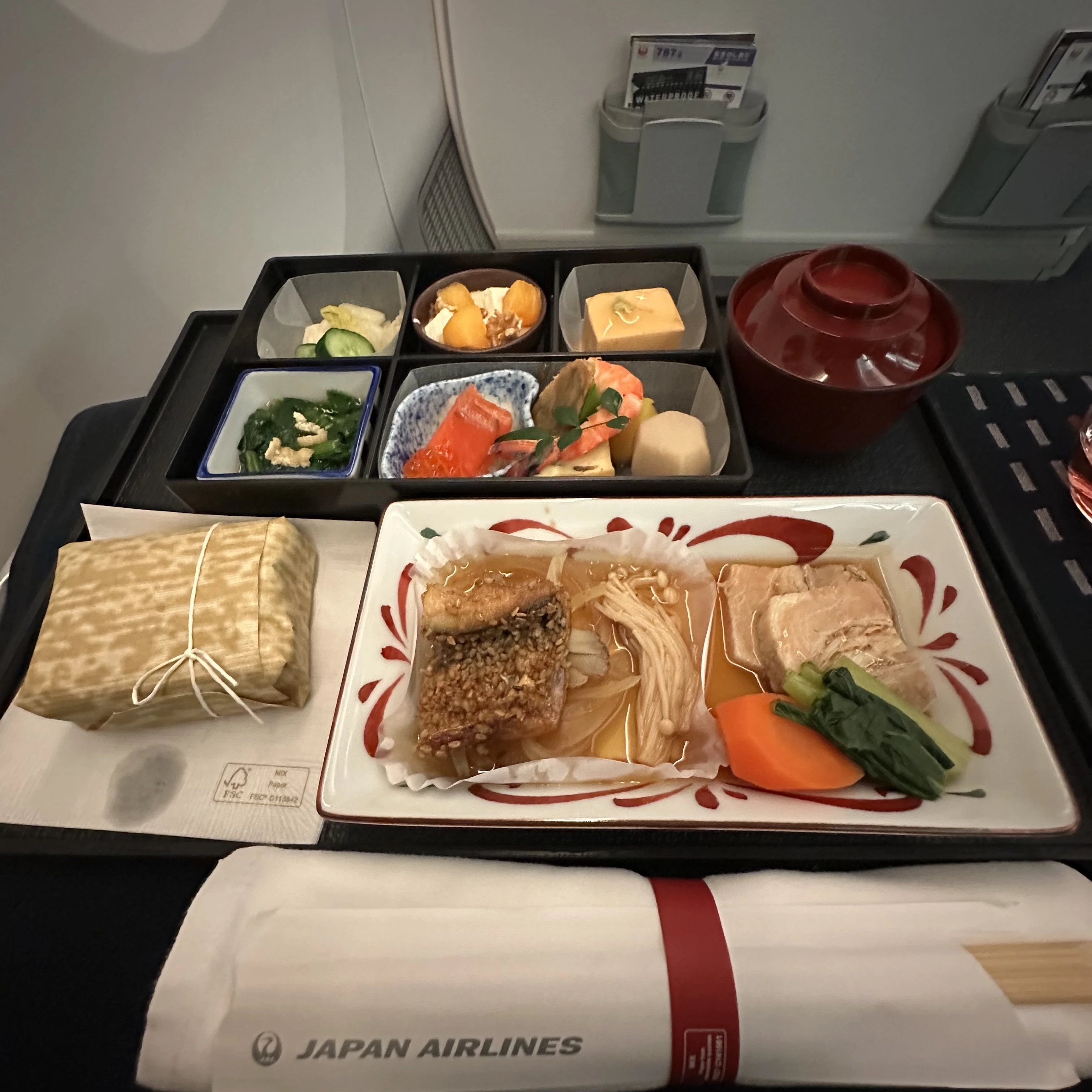 Japan Airlines Boeing 787-8 business class meal.