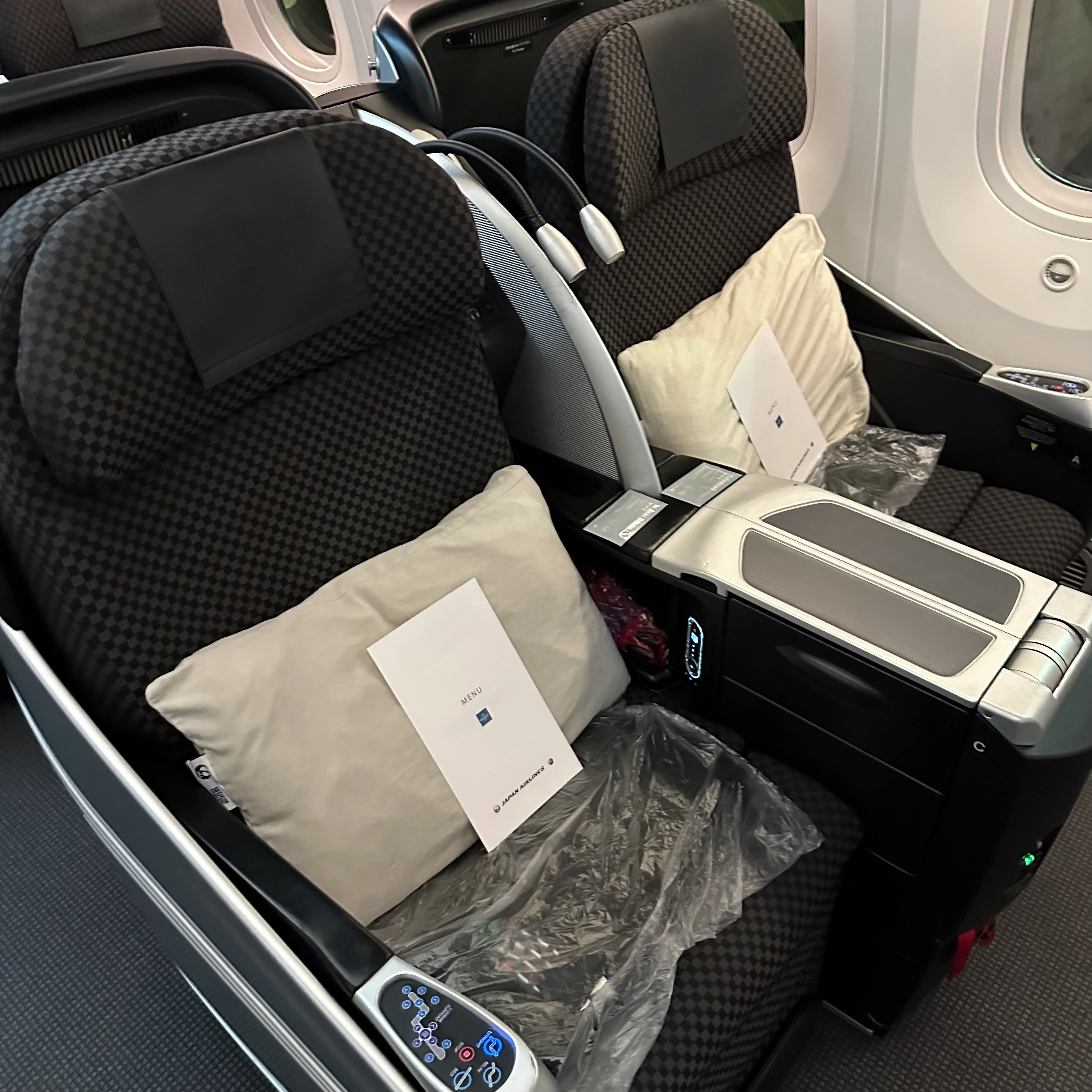 Japan Airlines Boeing 787-8 business class has decent seats.