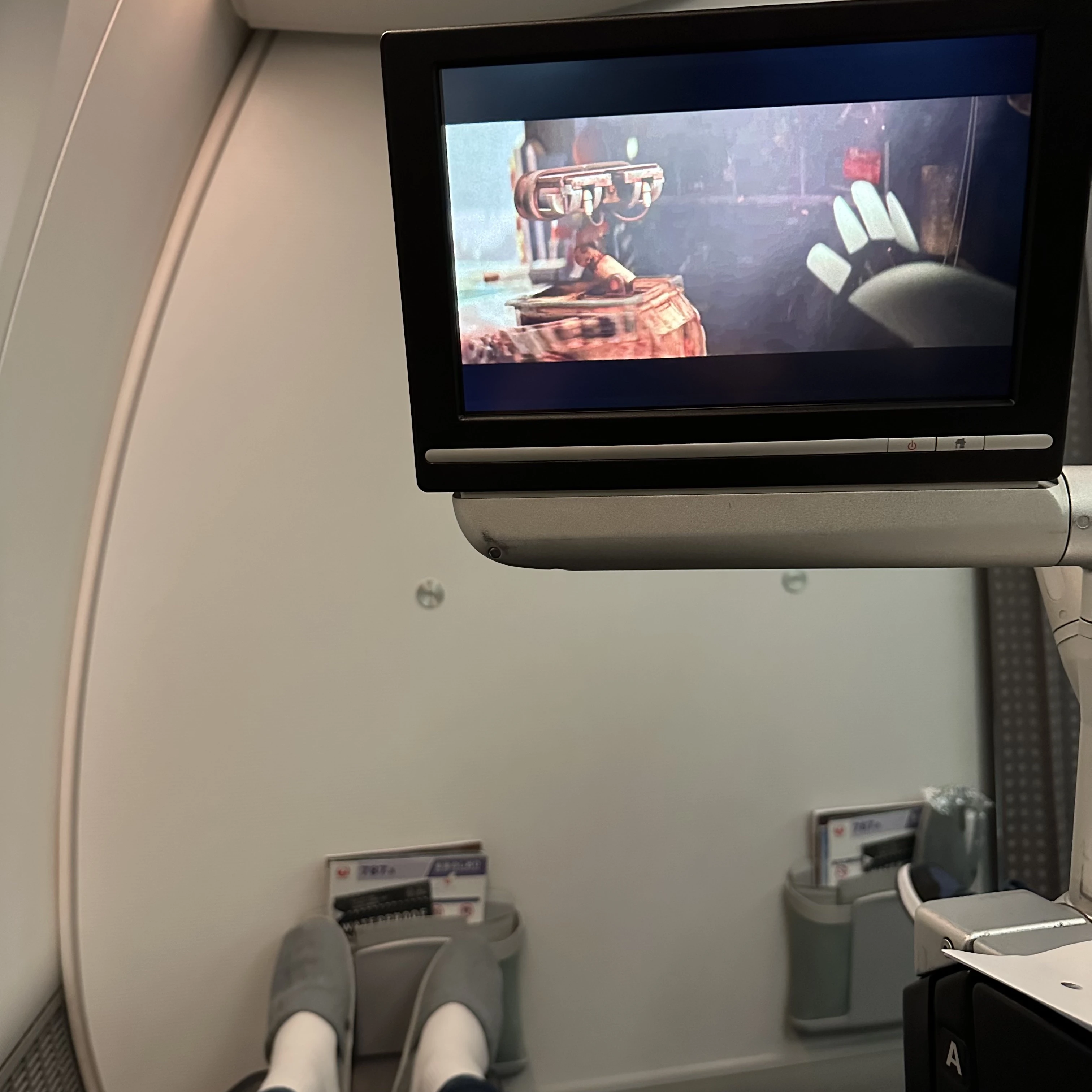 Japan Airlines Boeing 787-8 business class fold out TV.